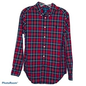 Ralph Lauren Boy's‎ Red Plaid Collared Shirt Size L